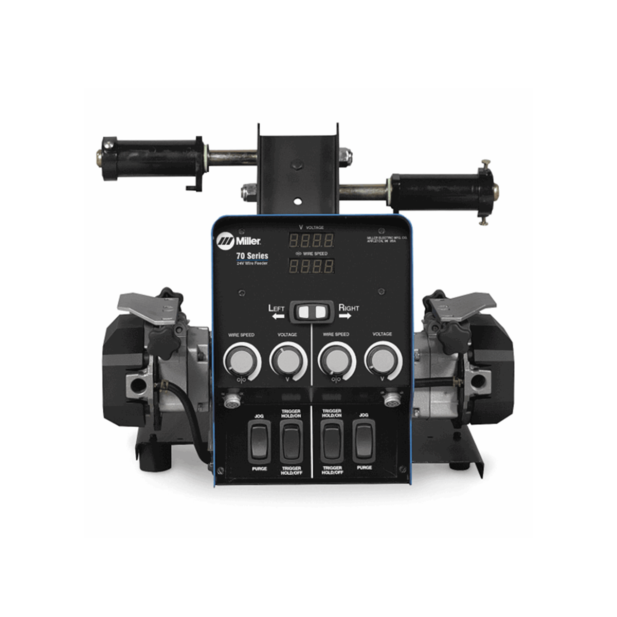 Front of Miller D 74D Dual Wire Feeder.
