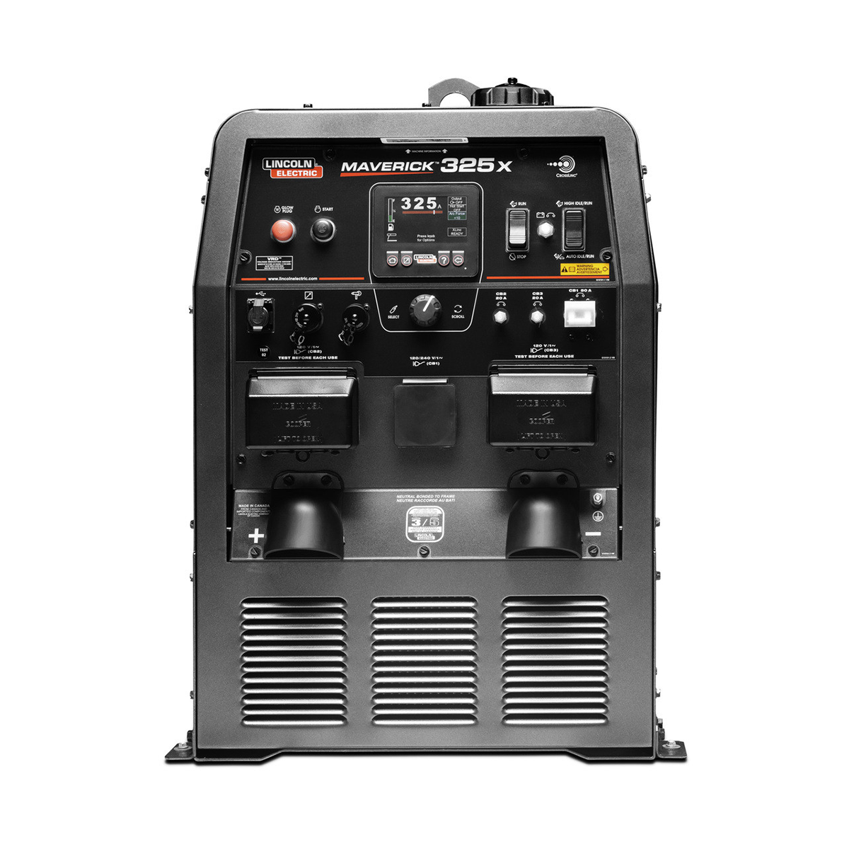Front of a Lincoln Maverick 325X Diesel Engine Welder.