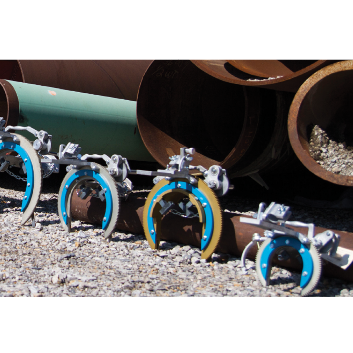 Group of H&M Standard Saddle Type Pipe Bevelers.