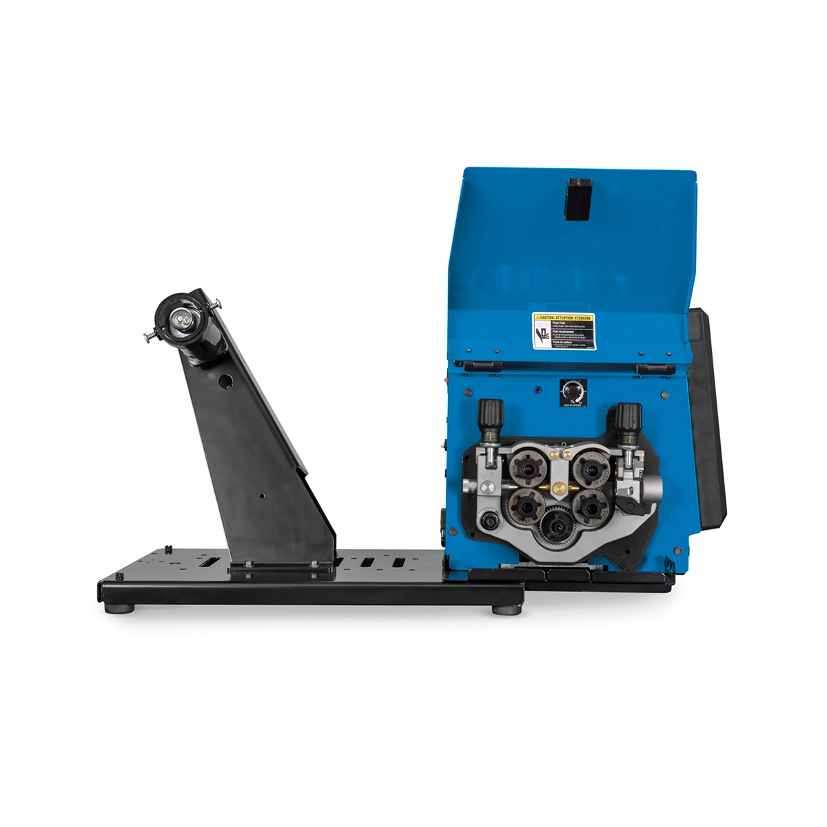 Open side of Miller 20 Series Bench Wire Feeder.