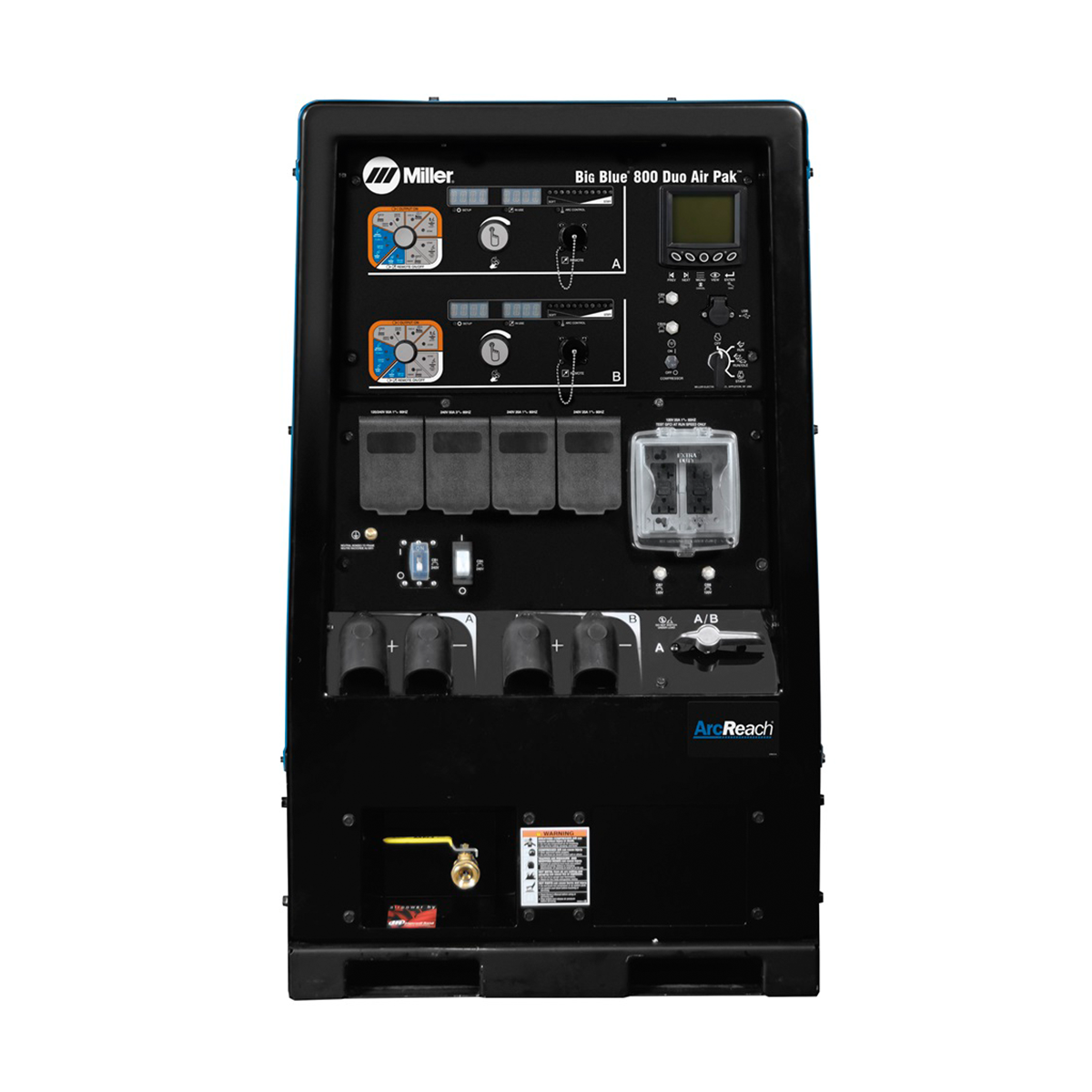 Front of Miller Big Blue 800 AirPak Diesel Engine Welder.