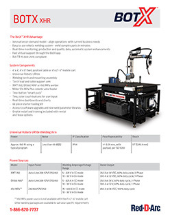 BotX XHR Robotic Welding Spec Sheet