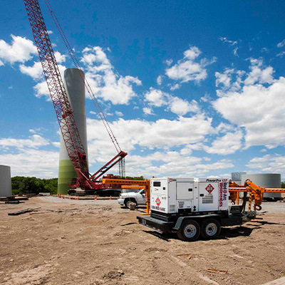 Industrial power generator on construction jobsite