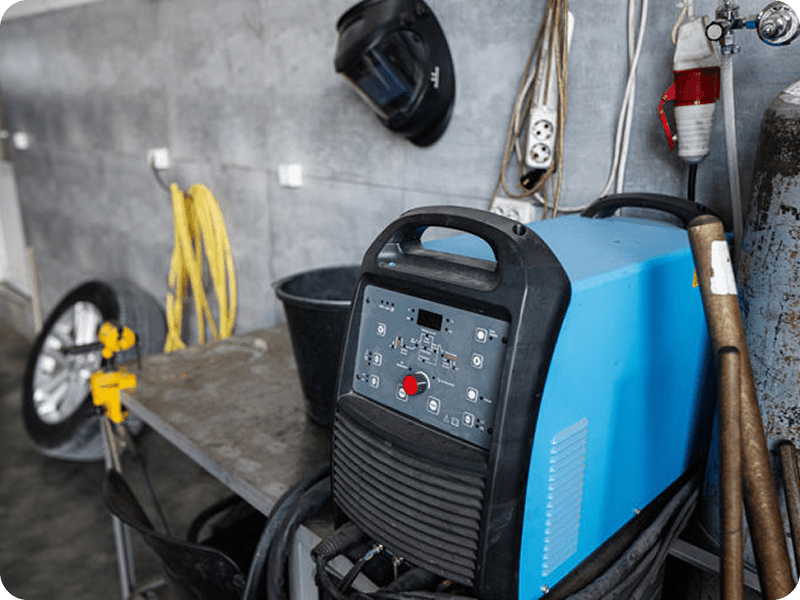 neatly stored welding equipment