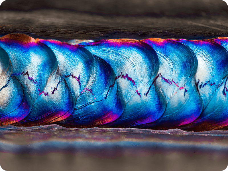 a closeup of heated material during a weld