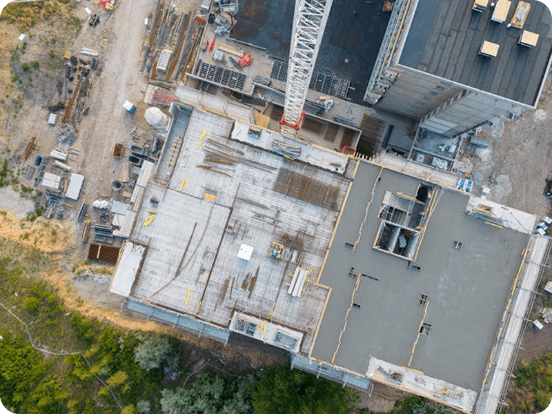 top-down view of a construction site