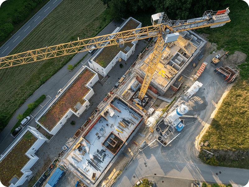 a top down view of a construction site