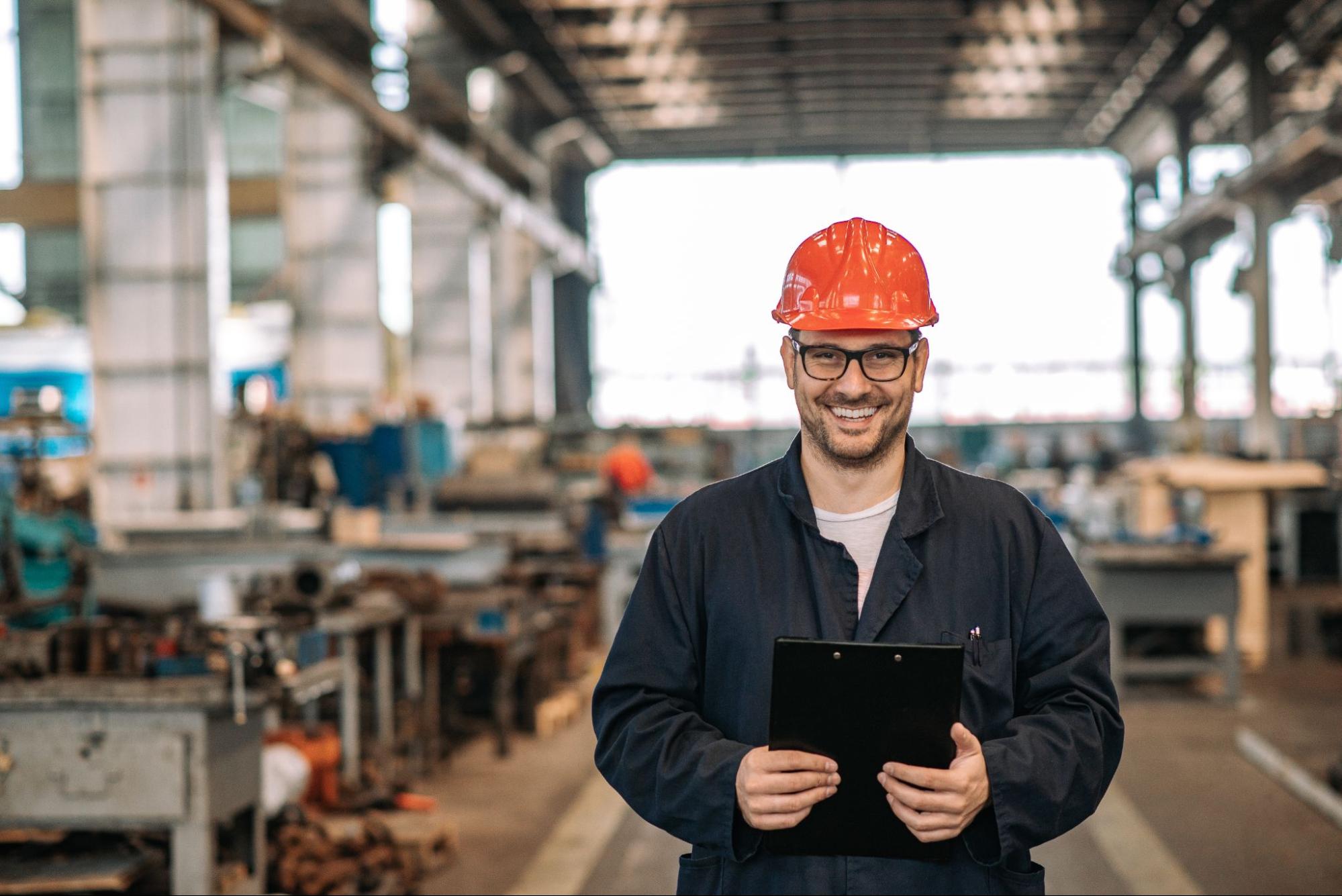 worker in an orange hard hat