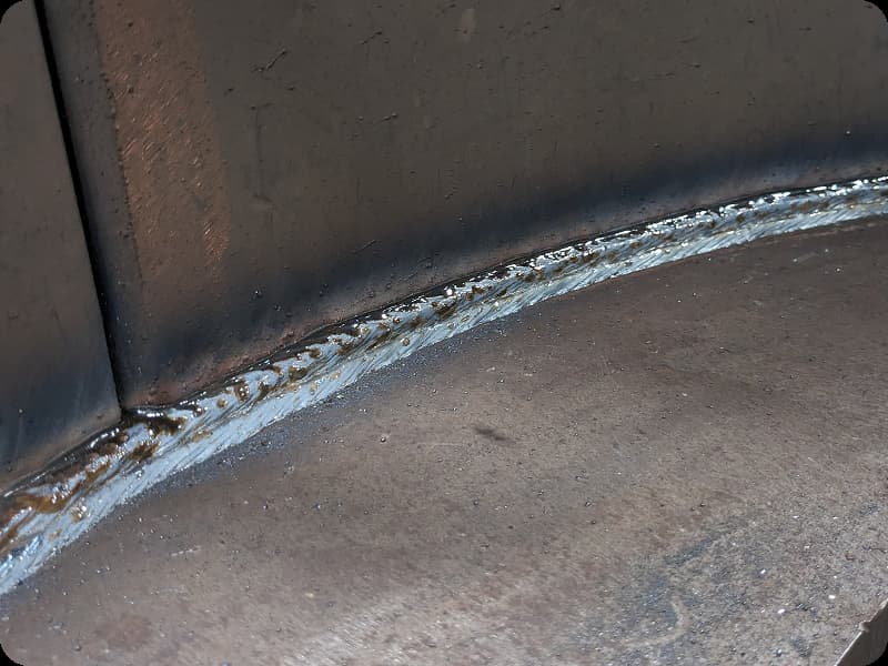 an aluminum weld seam