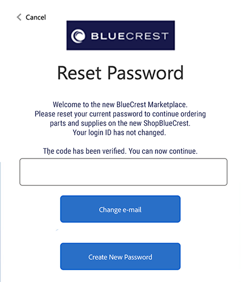 Step 6 to creating a new password for existing user ID in ShopBlueCrest