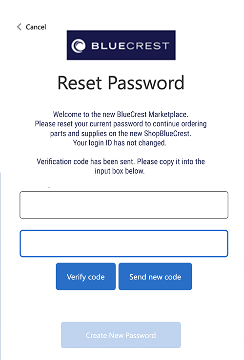 Step 5 to creating a password for ShopBlueCrest