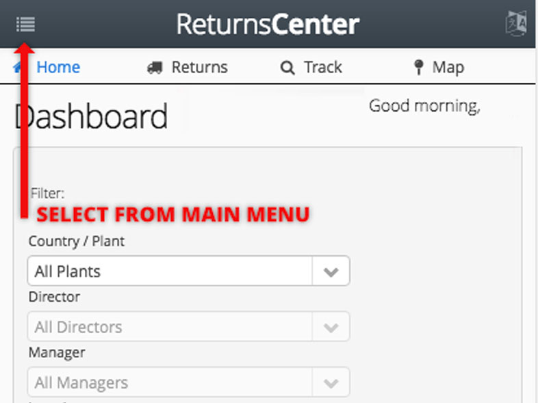 Select My Profile from the SHOPBlueCrest ReturnsCenter main menu