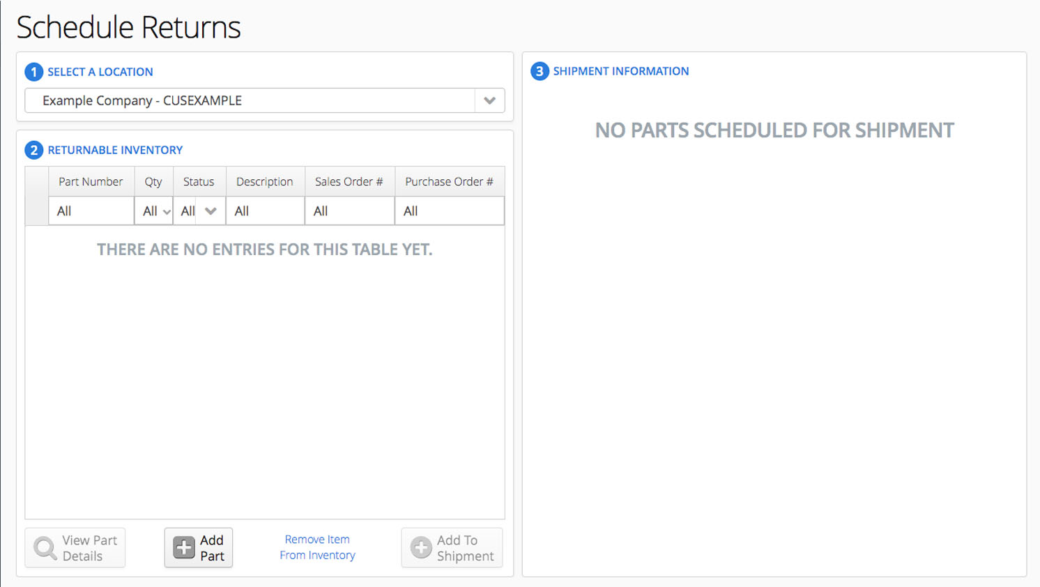 Schedule returns using the SHOPBlueCrest ReturnsCenter