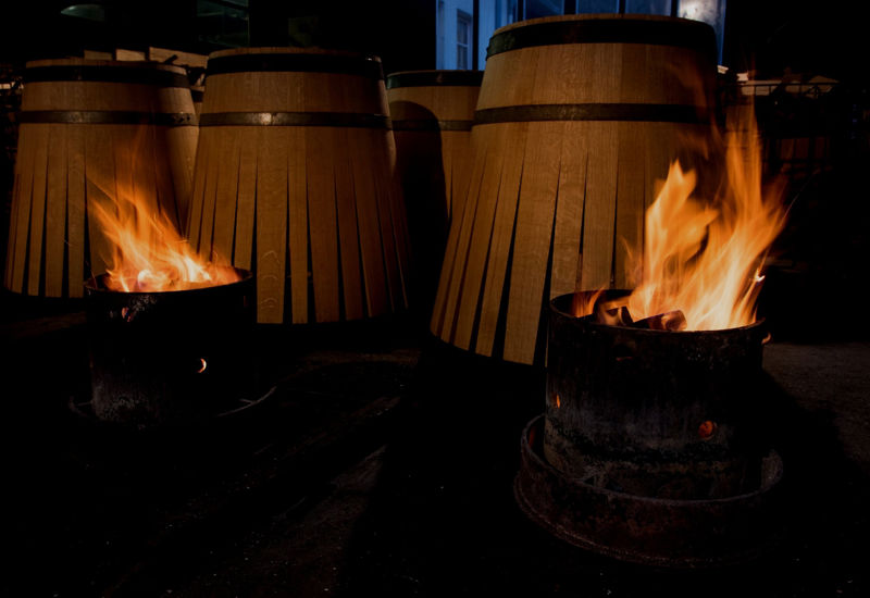 Barrels being charred