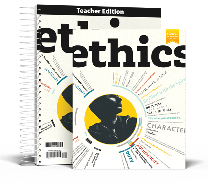 Ethics textbook and Teacher Edition covers