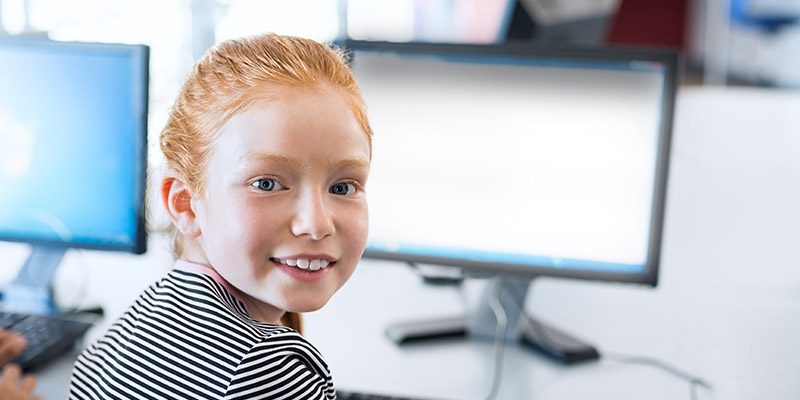 a single student at a computer