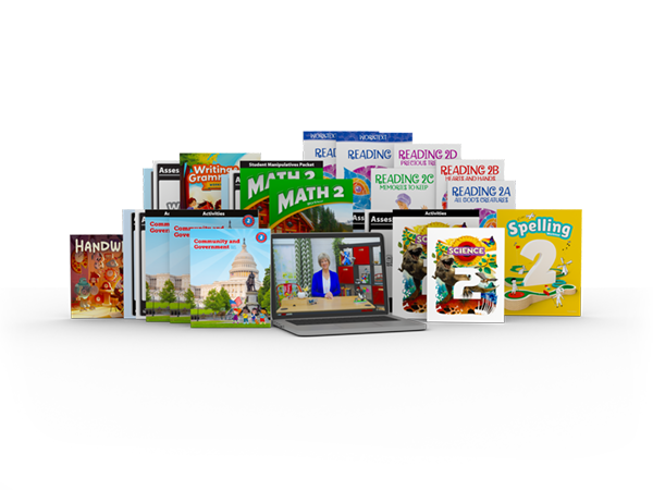 Grade kit for grade 2 materials including reading, math, and spelling.