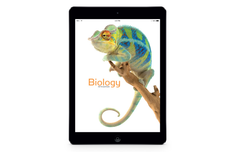 Biology textbook cover displayed on a tablet