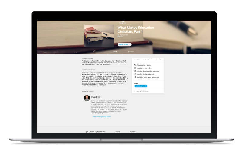 Professional Development course on a laptop screen