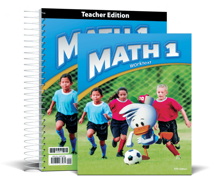Math 1 worktext and Teacher Edition covers