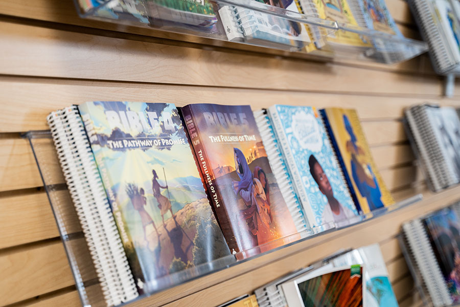 BJU Press textbooks on display