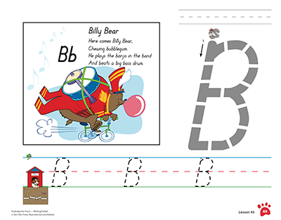 a sample page showing how to draw the letter B