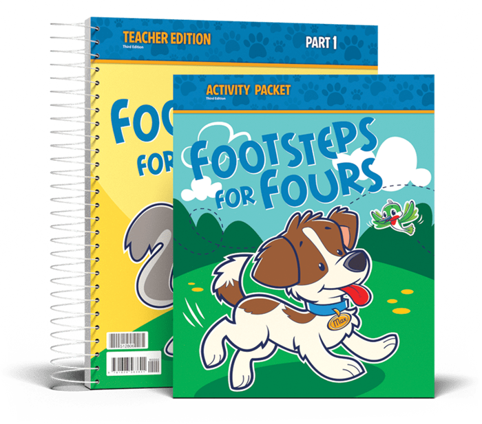 Footsteps for Fours Activity Packet and Teacher Edition covers