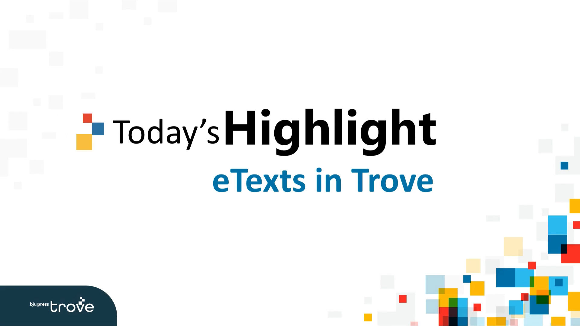 Today's Highlight: eTexts in Trove