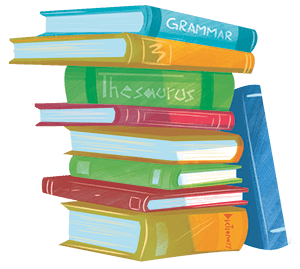 a stack of reference books