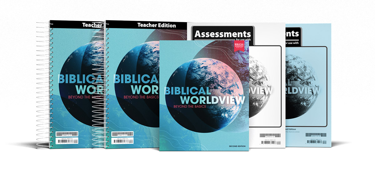 a spread of the Biblical Worldview textbooks