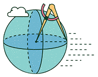 callipers measuring a globe