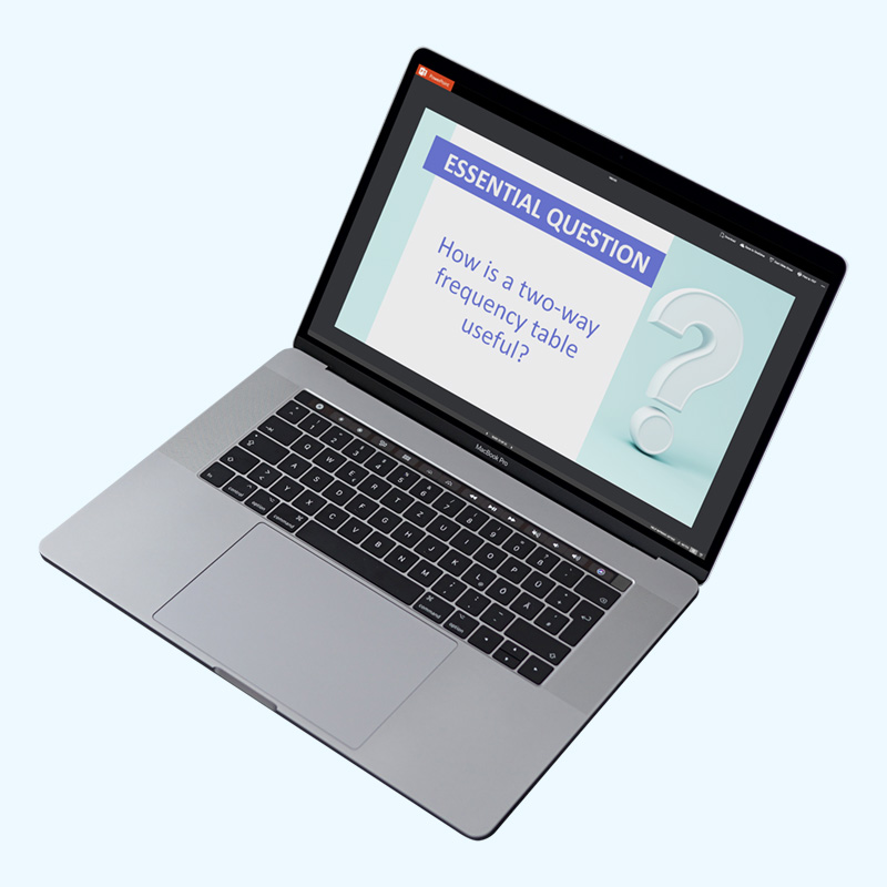 a laptop displaying a Math PowerPoint slide on Trove