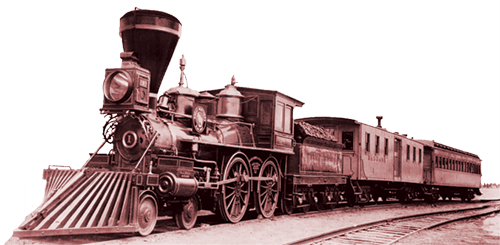 a black-and-white photo of an old steam locomotive