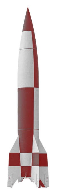 a red-and-white rocket