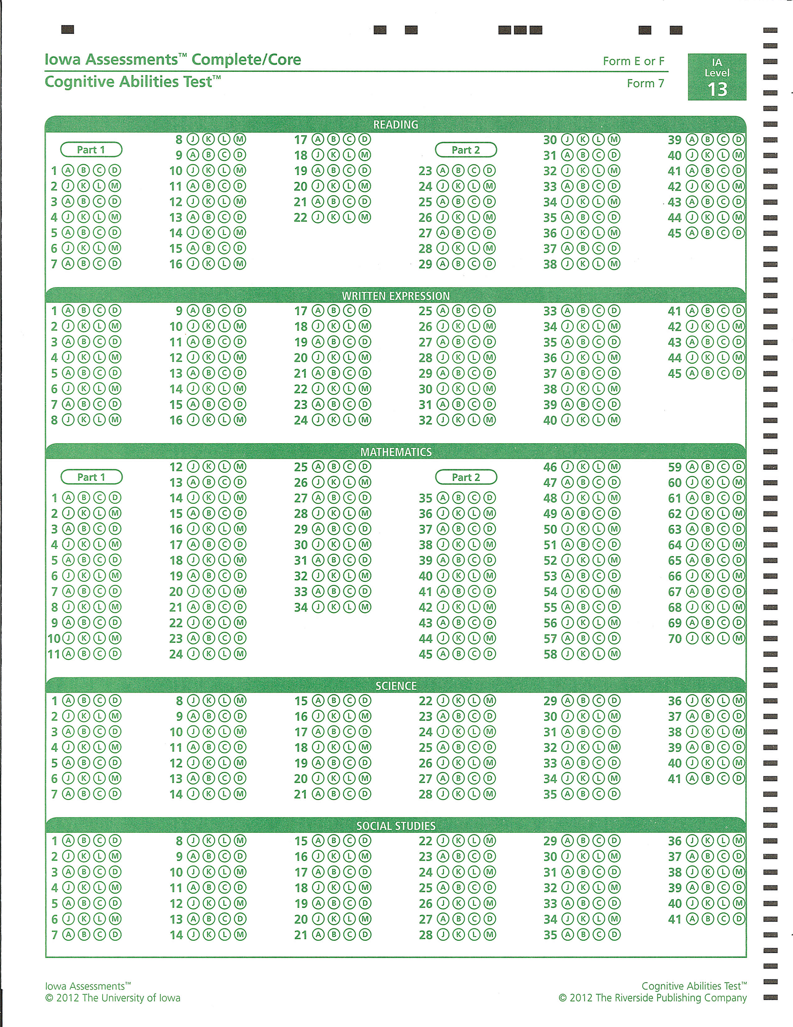 iowa-form-e-f-g-level-13-w-cogat-answer-doc-school-purchase-bju-press for Free Printable Homeschool Assessment Test With Answers Pdf Iowa Form E/F/G Level 13 w/CogAT Answer Doc: School Purchase | BJU Press for Free Printable Homeschool Assessment Test With Answers Pdf